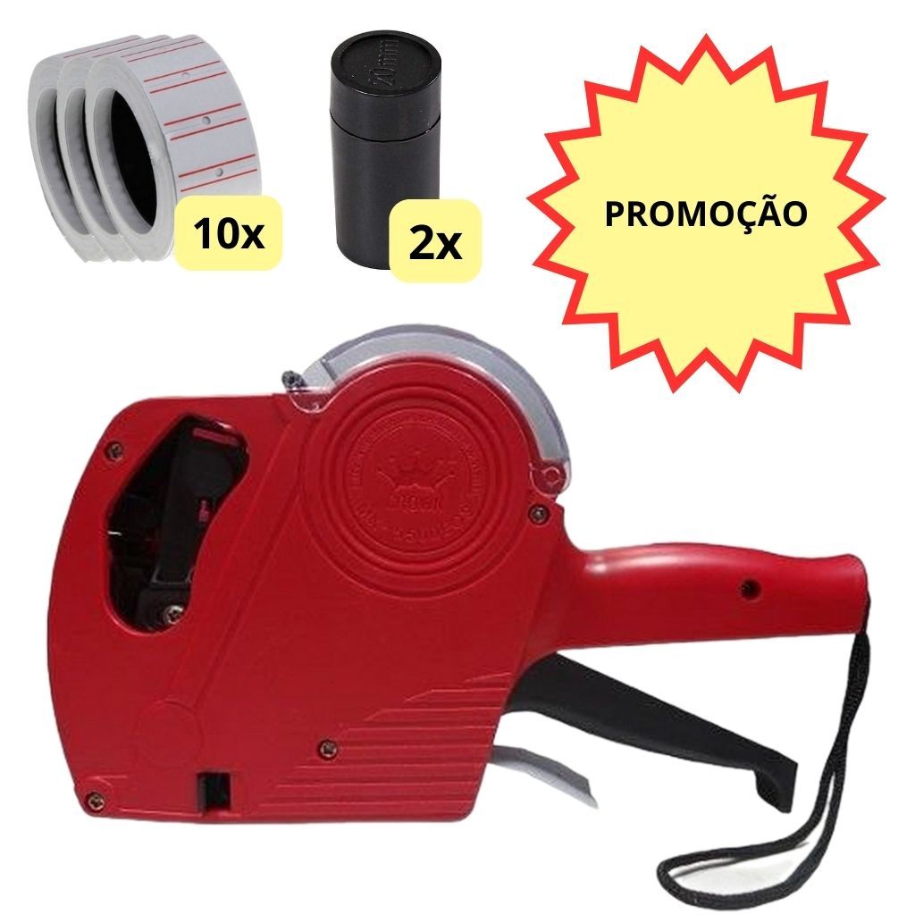 Etiquetadora Manual 8 Dígitos Rotuladora de Preço Profissional Portátil +2 Refil Tinta com Etiquetas