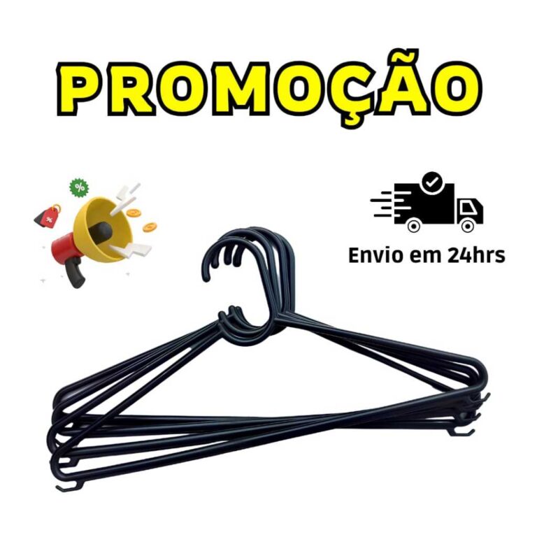 Cabide Adulto Preto Kit 100 Cabides Reforçados Or