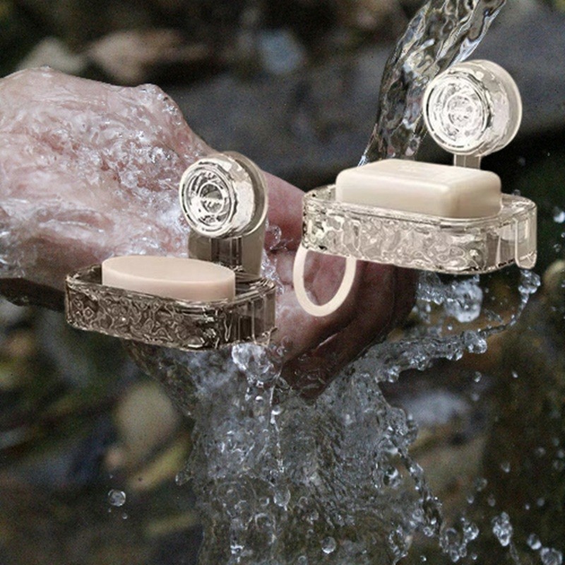 Saboneteira Acrílico Fashion Vazado Fumê Parede Banheiro e Lavanderias