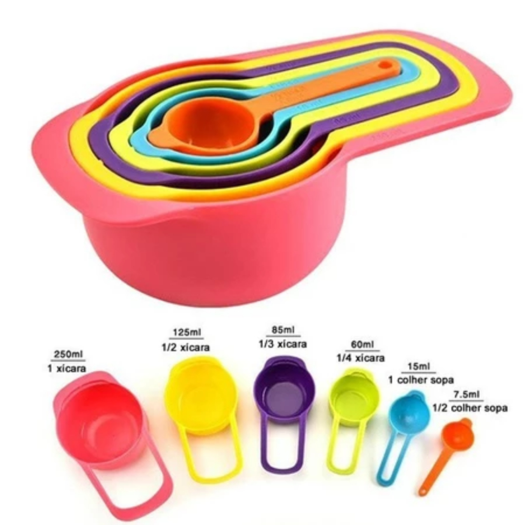 Kit Conjunto 6 Peças Medidores de Colheres Para Alimentos e Líquidos