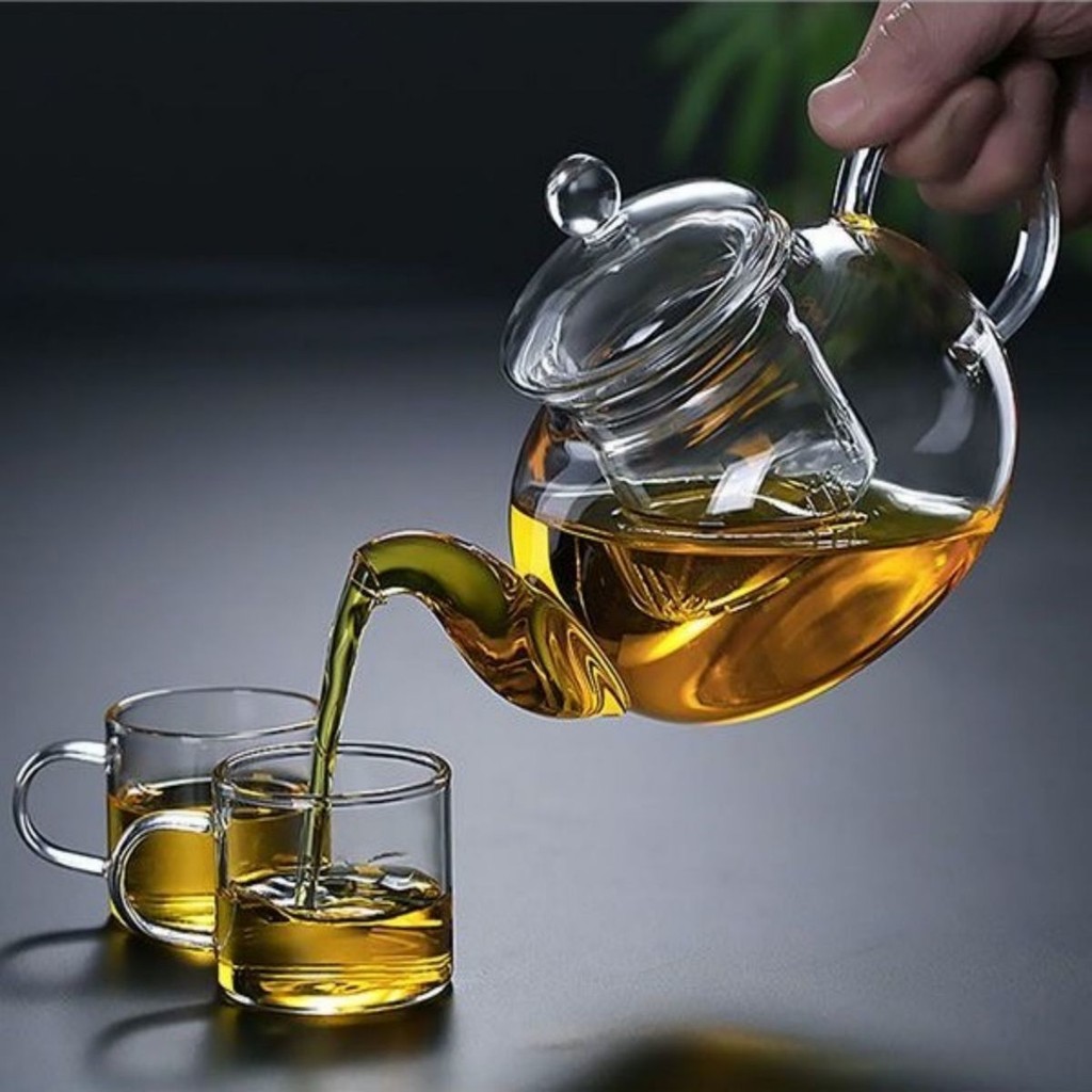 Chaleira de Vidro Borossilicato 1000ml com Infusor  Resistente ao Calor, Ideal para Chá, Café e Bebi