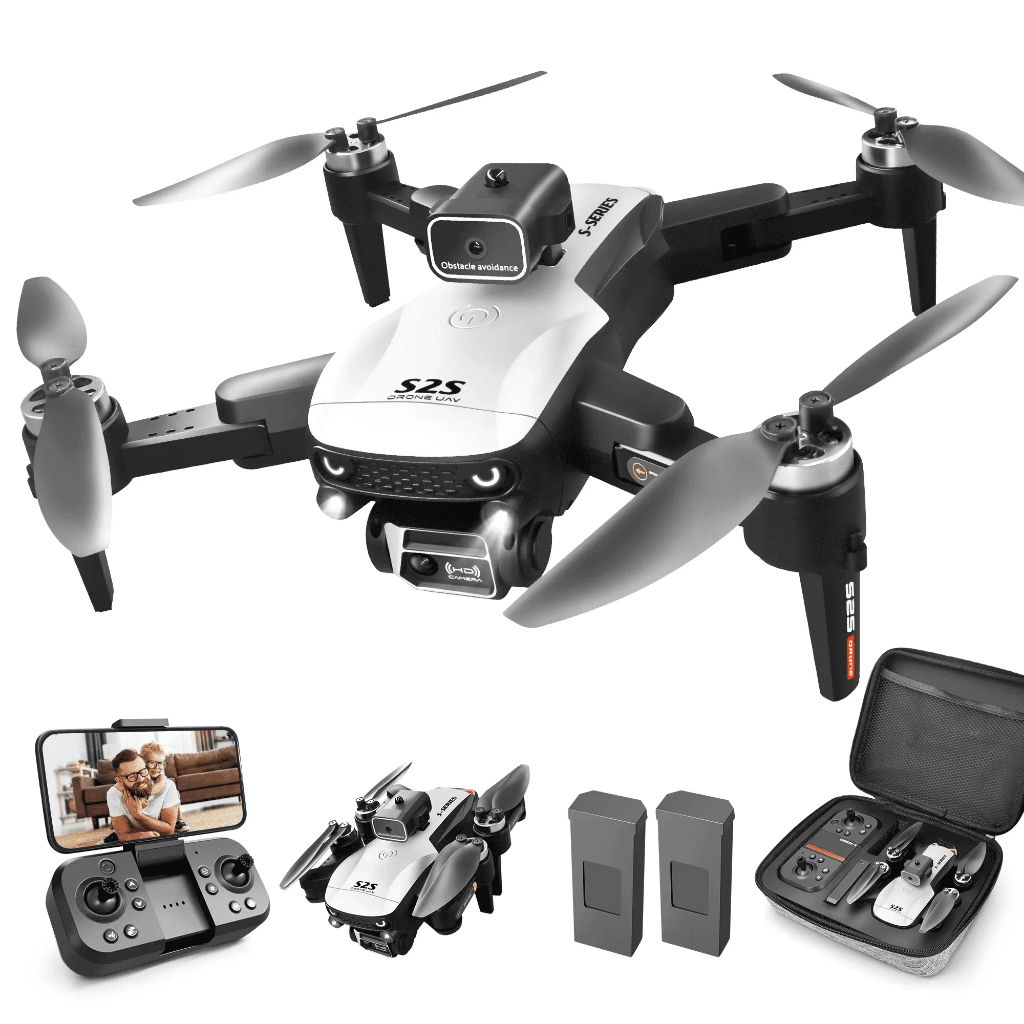 Drone S2S 4K HD com Câmera Dupla e Motor Brushless com 2 baterias – Presente de Aniversário