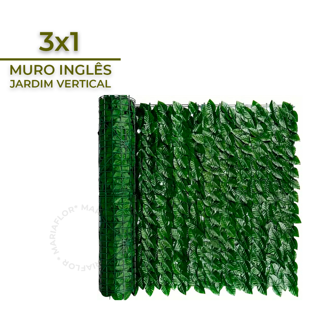 Muro Inglês Jardim Vertical Artificial 3×1 Painel Decoração Artificial