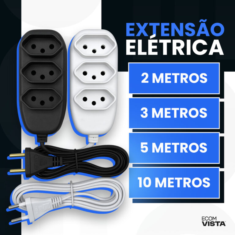 Extensão elétrica 2, 3, 5 e 10 Metros Tomadas Co