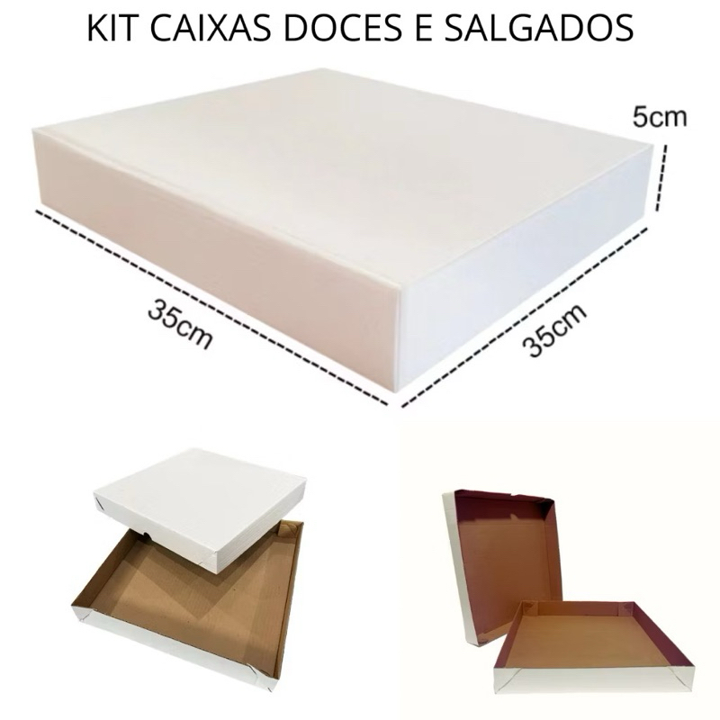 10 Caixas para 100 Doces e Salgados 35x35x5cm Embalagem Premium