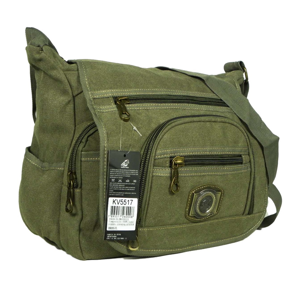 Bolsa carteiro transversal em lona reforçada kv5517 tiracolo