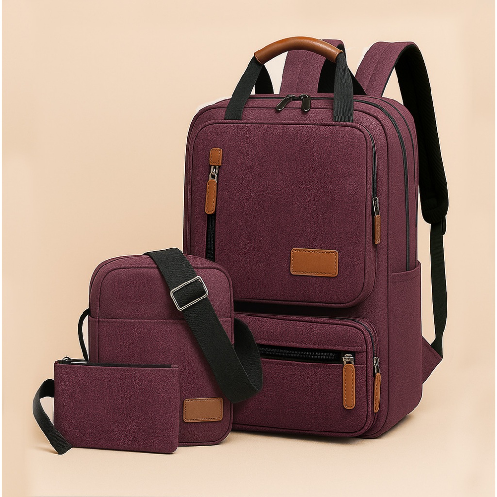 Kit Mochila Masculina Feminina com Bolsa e Estojo Super Estilosa Para o Dia a Dia Trabalho Escolar