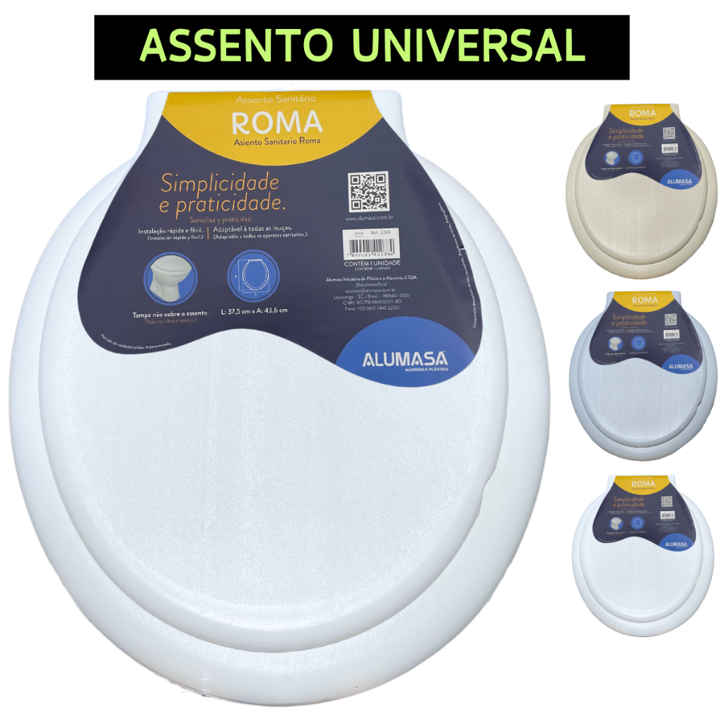 Assento Sanitário Roma Alumasa Oval Tampa de Vaso Universal