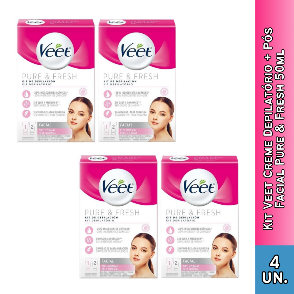 Kit Veet Creme Depilatório + Pós Facial Pure E Fresh 50ml (Escolha a Quantidade)