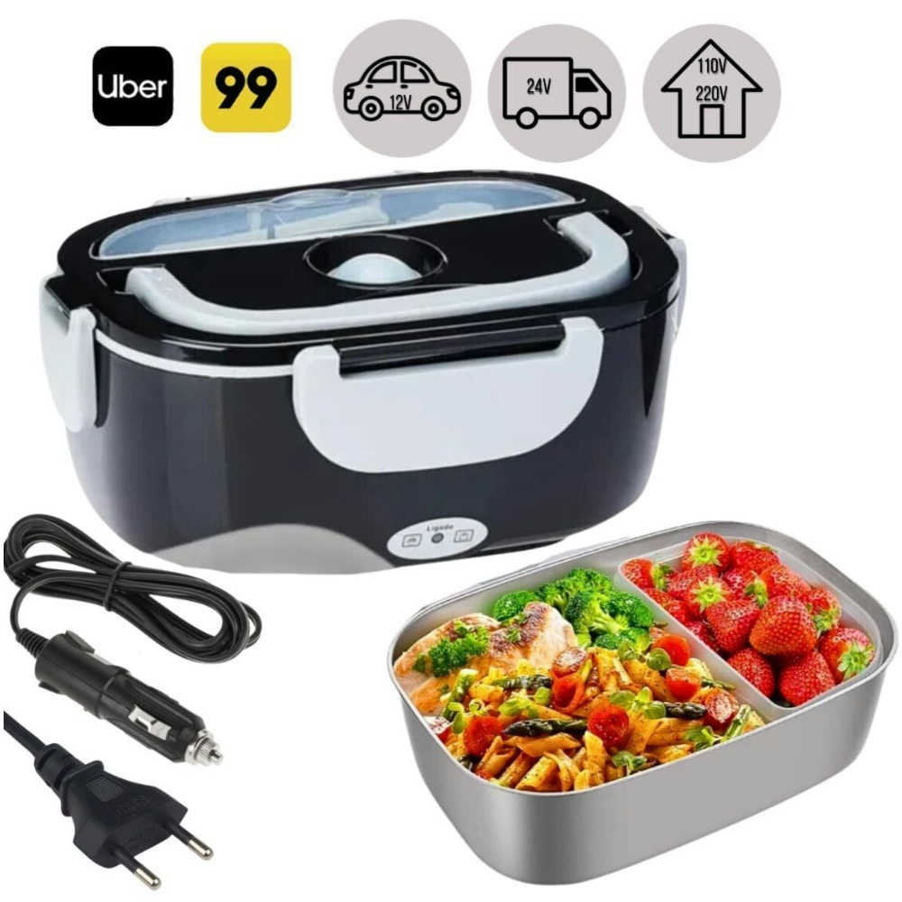 Marmita Elétrica Veicular Tomada Bivolt 110V/220V E 12V/24V – Marmita Térmica Para Comida