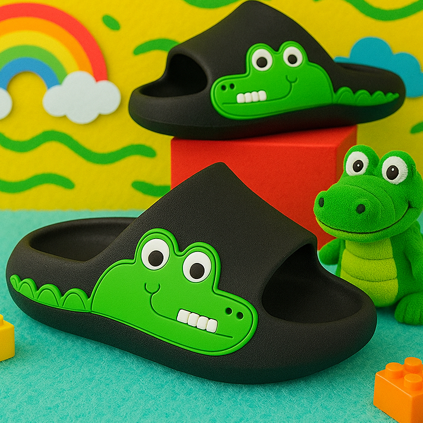 Chinelo Slide Infantil Dino Menino Nuvem Macio Dinossauro Confortável Leve Dia Dia Crocodilo