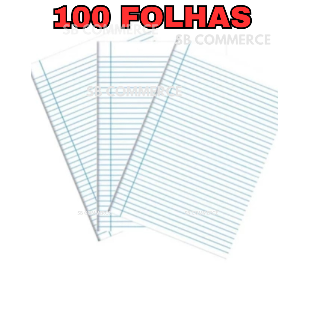 Papel Folha De Almaço Com Pauta E Margem 100 Folhas