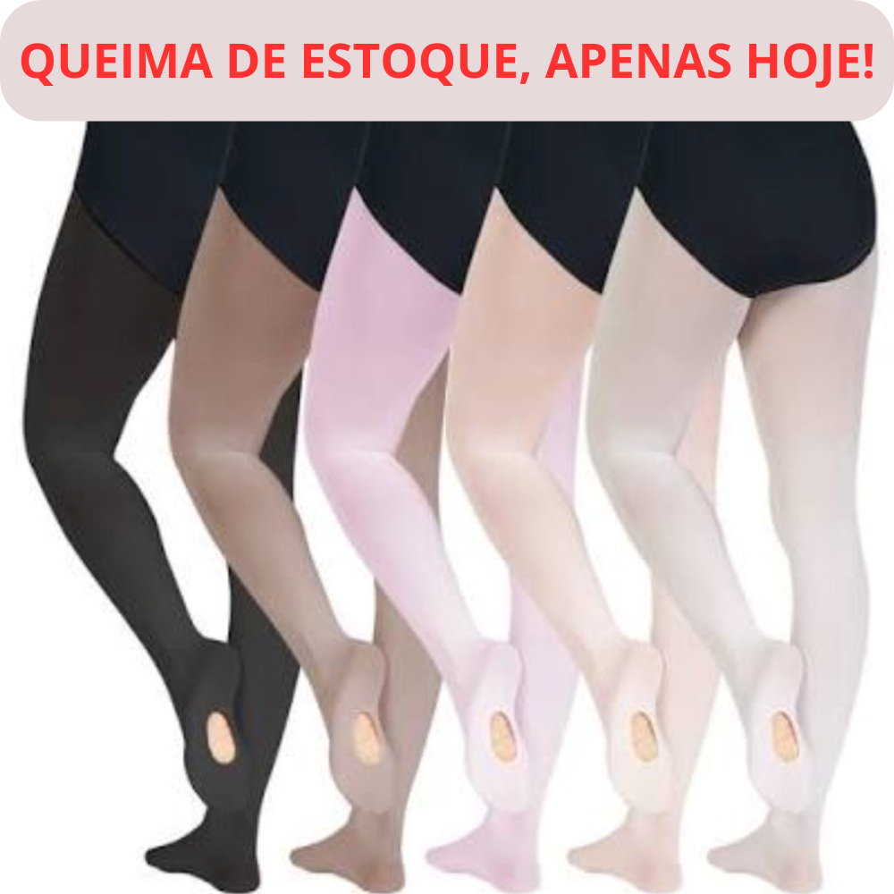 Meia Calça de Ballet Fio 80 Suplex Conversível Adulto ou Infantil, Meia Calça de Ballet Suplex Confo