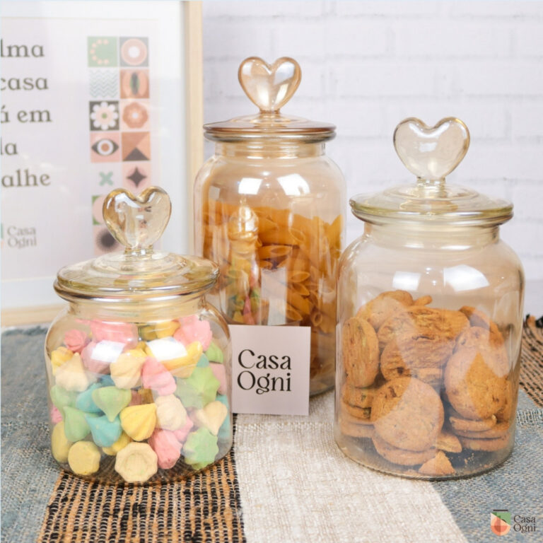 Pote de Vidro Hermético Âmbar Transparente Cora�