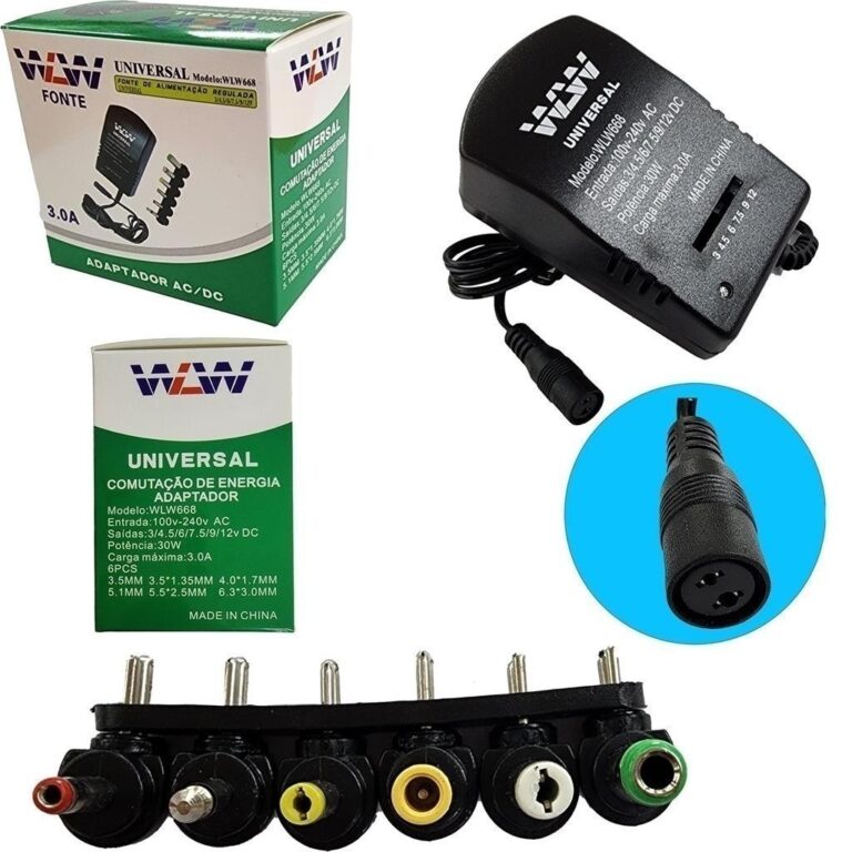 Fonte de Alimentacao Universal 3.0A Regulavel 6 Pl