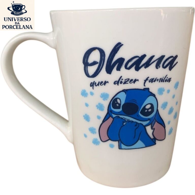 Kit Caneca Cônica Porcelana 300ml Stitch  Filme L