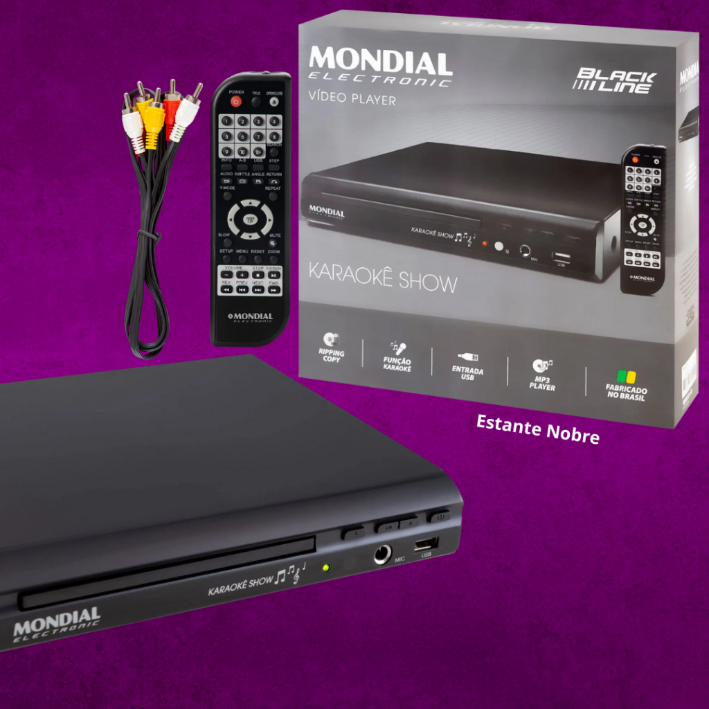 DVD Player Mondial D-20 com Função Karaokê – DVD, CD e Pendrive