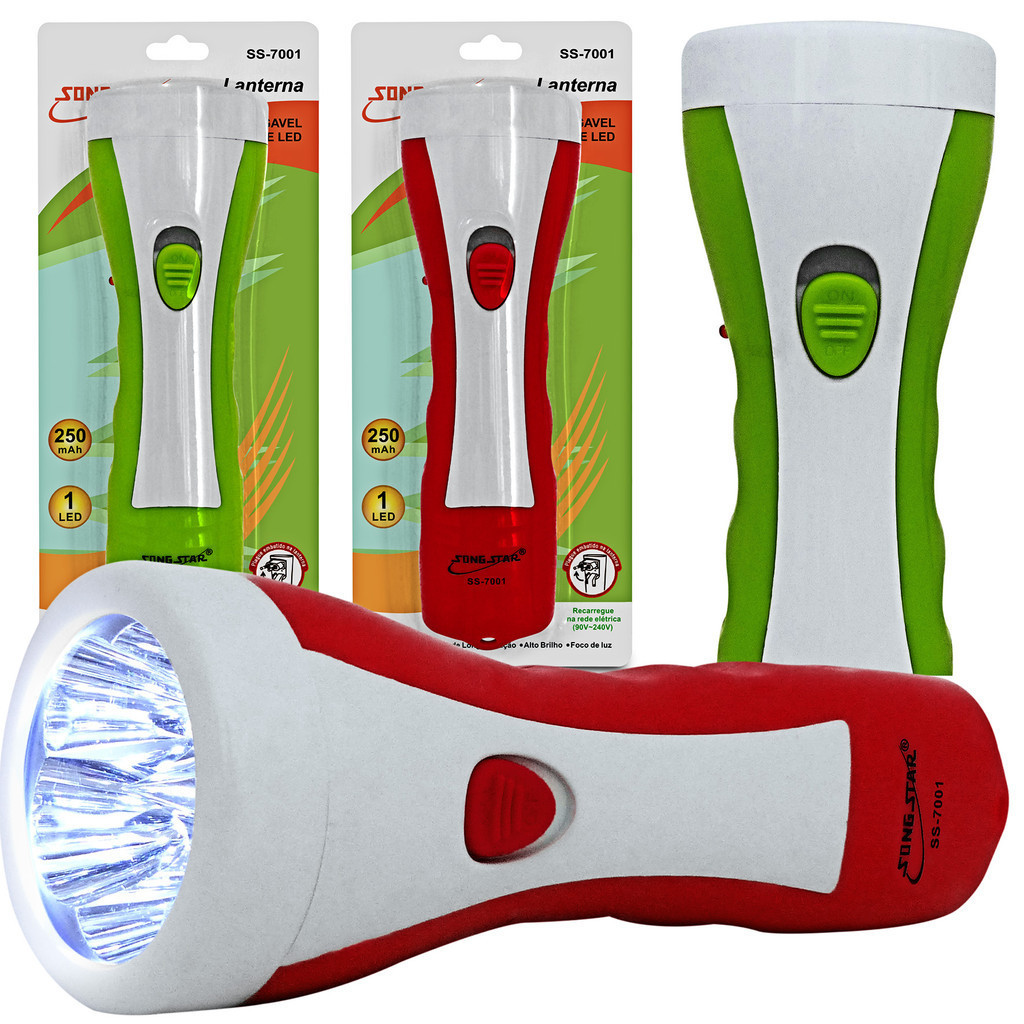 LANTERNA RECARREGAVEL DE LED PORTÁTIL – 250mAh – 1 LED