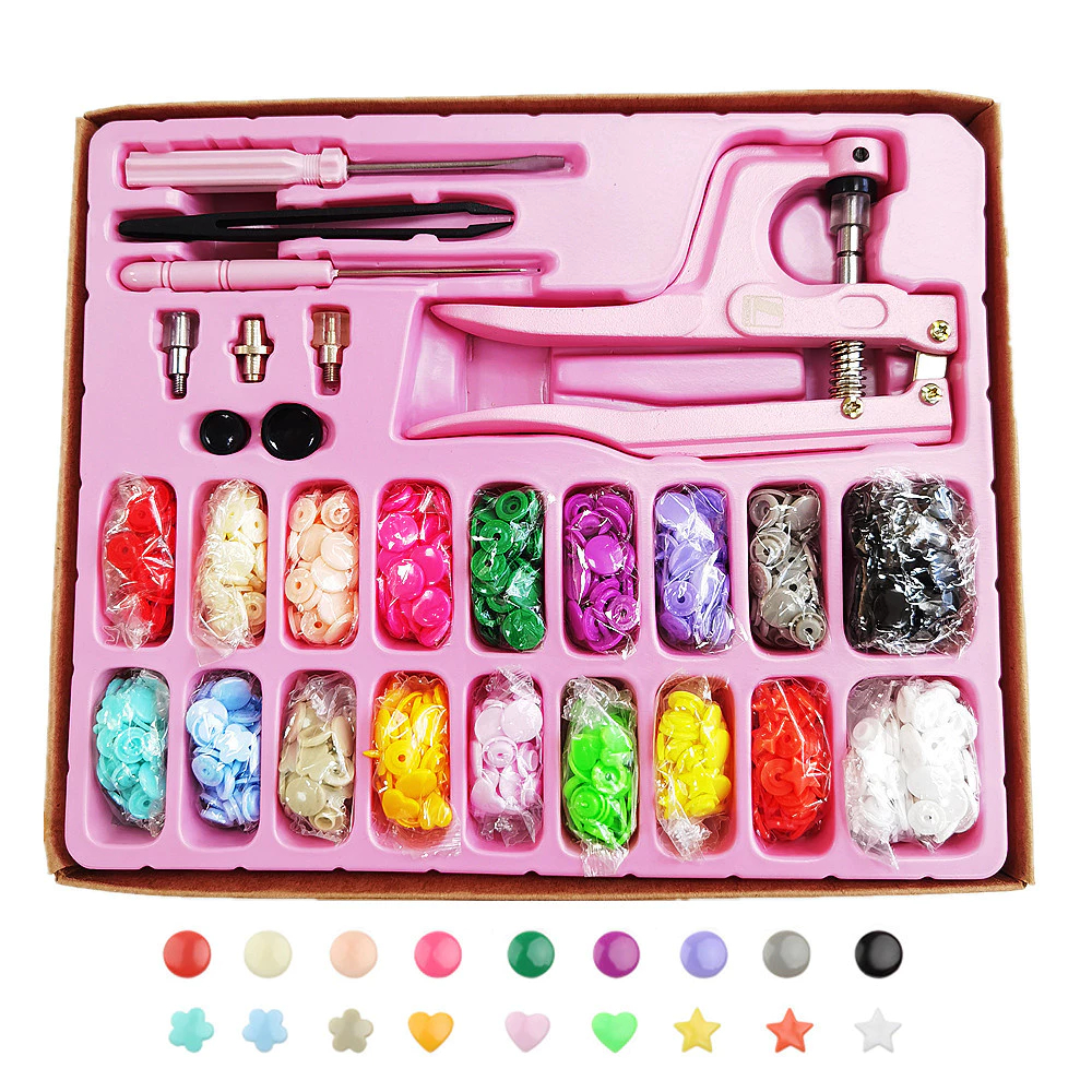 Kit Alicate 3 Em 1 Pregar Botão Pressão Ritas Ilhós Matriz – rosa