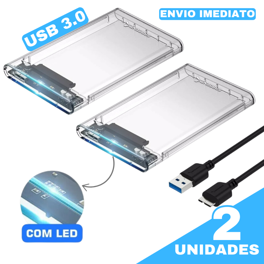 Case Hd Externo 2.5 Notebook Usb 3.0 Compatível Ps4 Xbox One Pc 6gbps