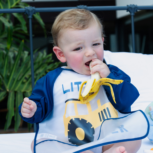 Babador Impermeável Azul ou Rosa com Mangas para 