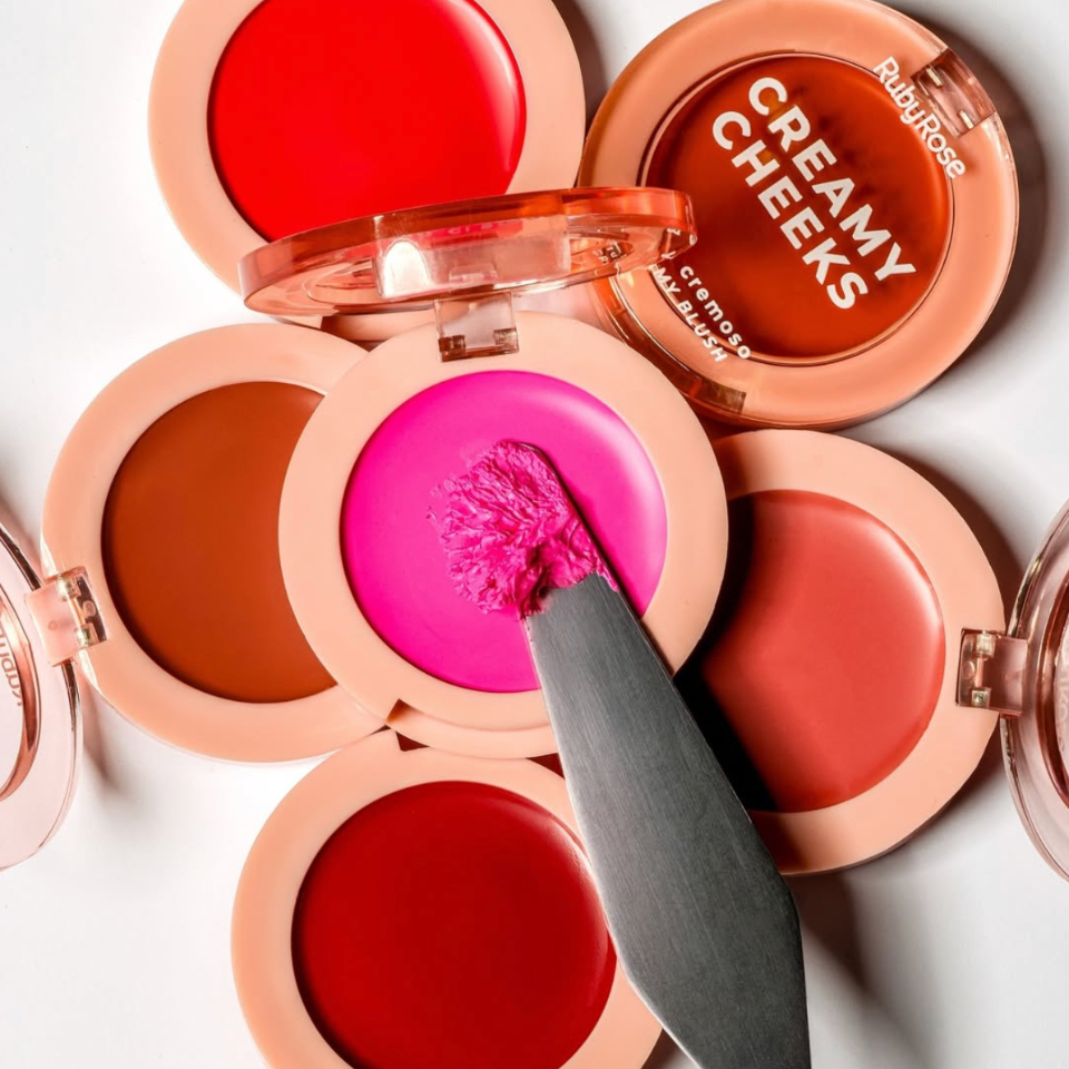 Blush Cremoso Creamy Cheeks Ruby Rose Linha Rosa HB-M02