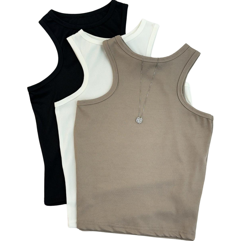 Conjunto 3 Camiseta Regata Estilo Canelada Estilosa Casual