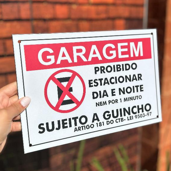 Placa Não Estacione Garagem Sujeito a Guincho Pro
