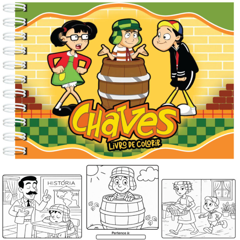Livro de Colorir Chaves Capa Dura A5 50 Folhas + A