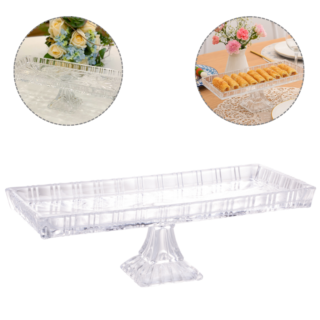 Travessa de Vidro Com Pé Cristal De Chumbo Decoração Dragon 34 x 15 x 10,5cm Lyor