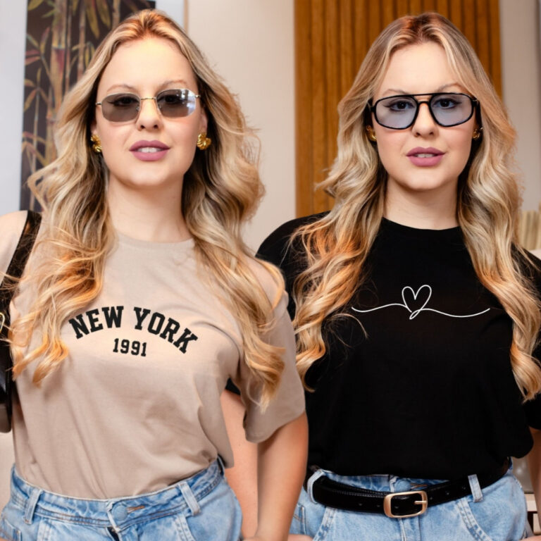 Kit 2 T-Shirt Feminina Estampada Camiseta 100% Alg