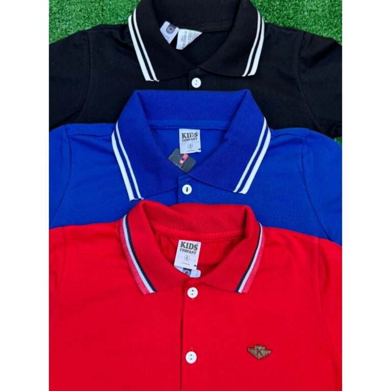 Kit 3 Camisetas Gola Polo Infantil 100% Algodão P