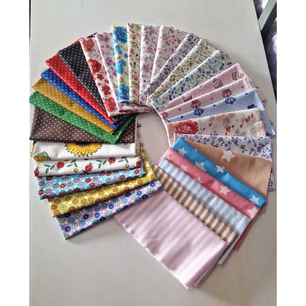 Tricoline 100% Algodão Estampado, 10 Cortes Sortidos De 20cm x 75cm