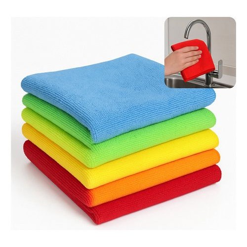 Conjunto De 5 Panos De Limpeza Microfibra Multiuso