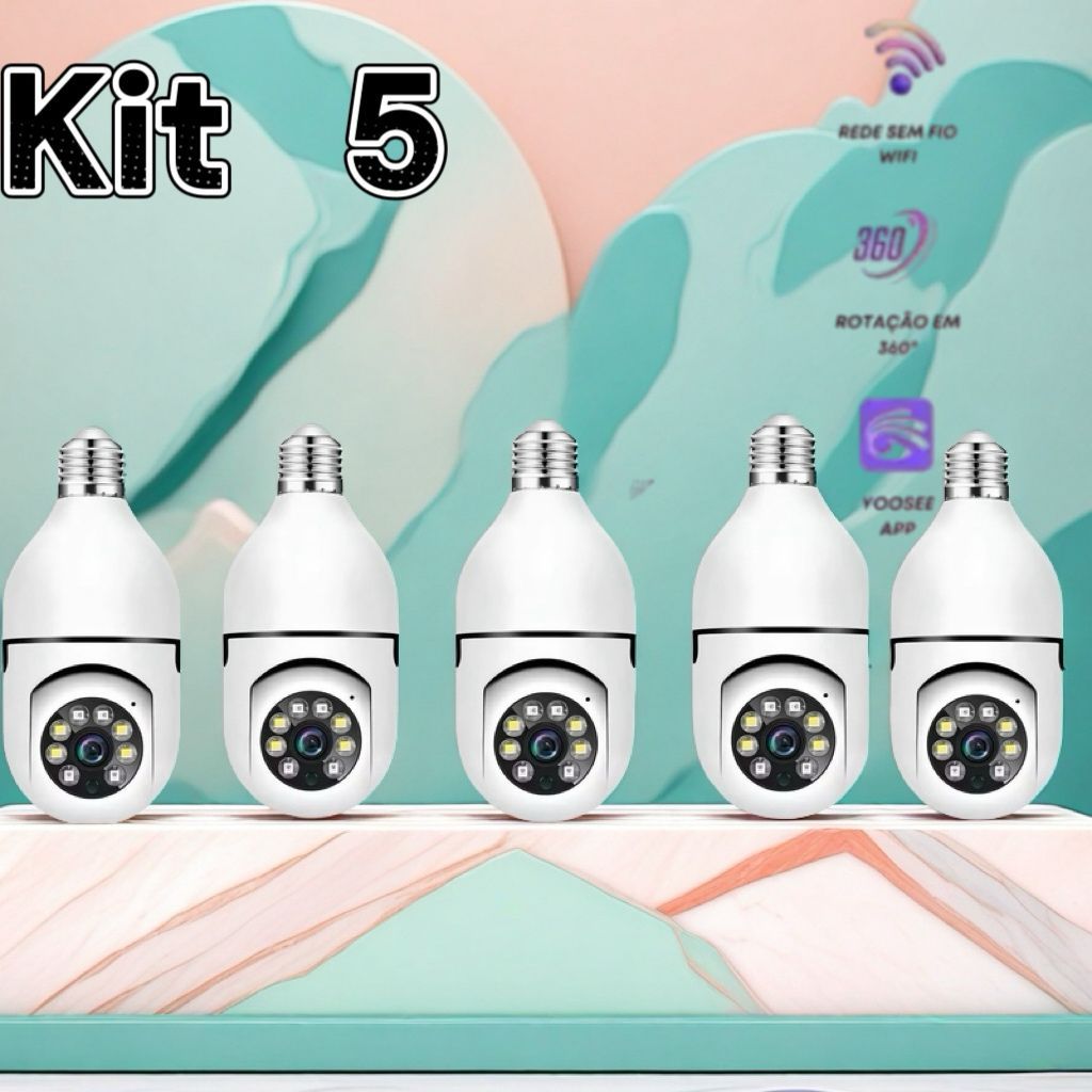 Kit Câmera de segurança a Prova Dágua sem fio gira 360 com app Yousee full HD visão notturna