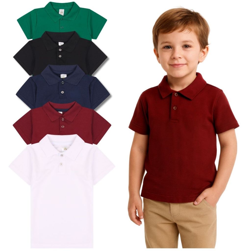 Kit Sortido 2 ou 4 Camisas Polo Menino Sortidas Infantil Bebê Estilo Casual de algodão