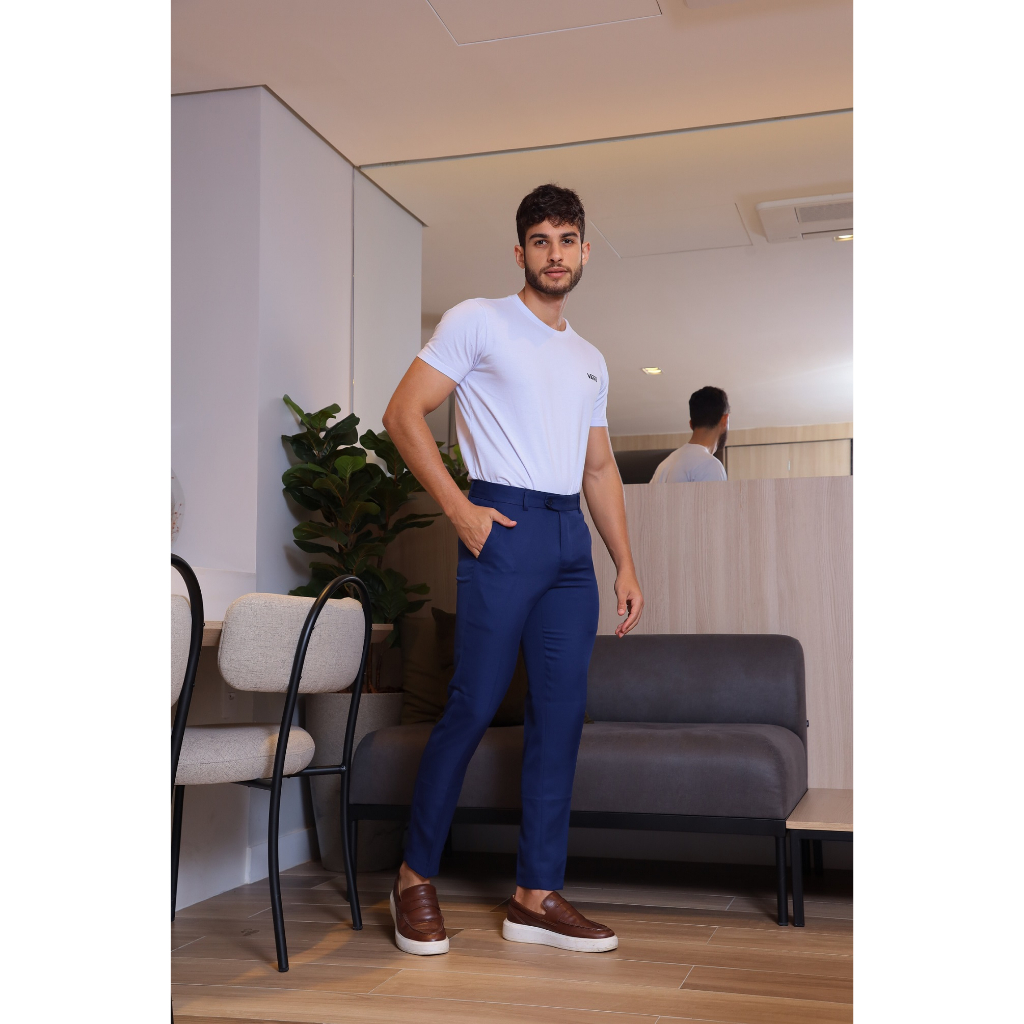Calça Social Masculina Elastano com Caimento Ajustado