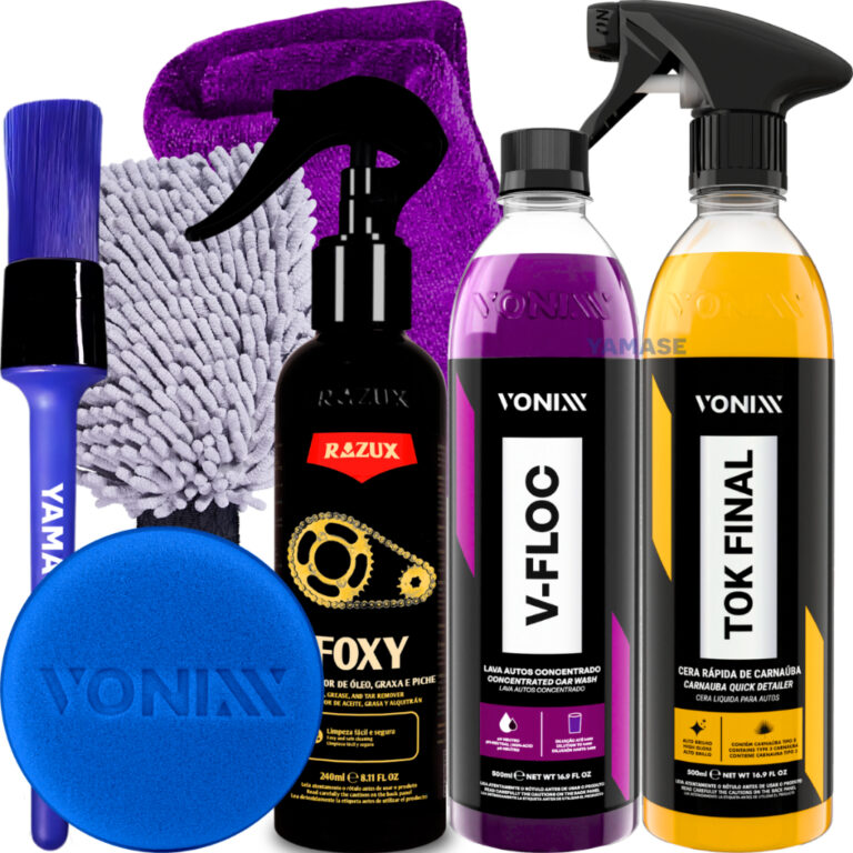 Kit Produto para Lavar Moto Cera Shampoo Desengrax