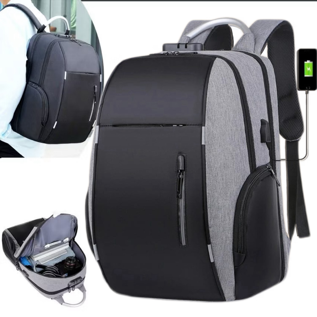 Mochila Executiva Masculina Notebook Antifurto Trava Com Senha E Entrada Usb Resistente à Água Risco