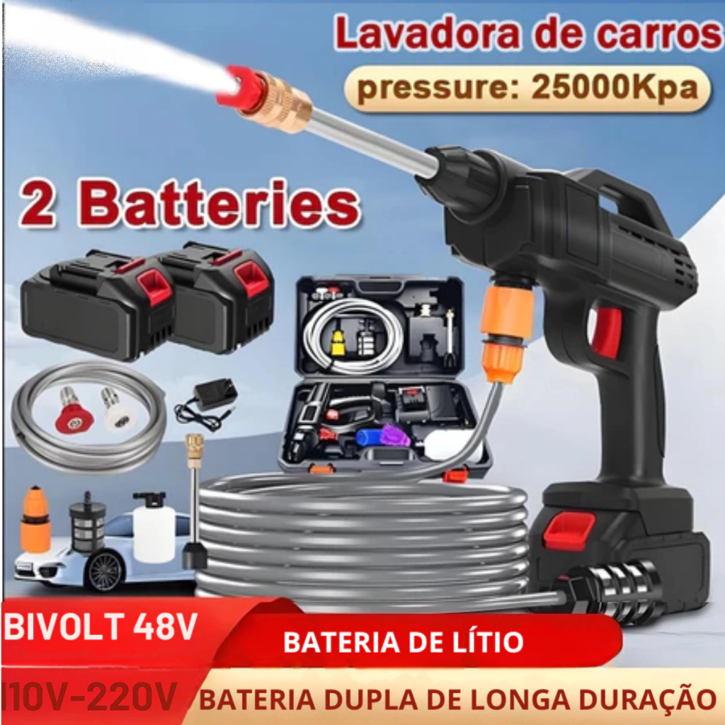 Lavajato 48V Pistola Lavadora Portátil De Alta Pressão Recarregável Carros e Jardins Pistola Residên