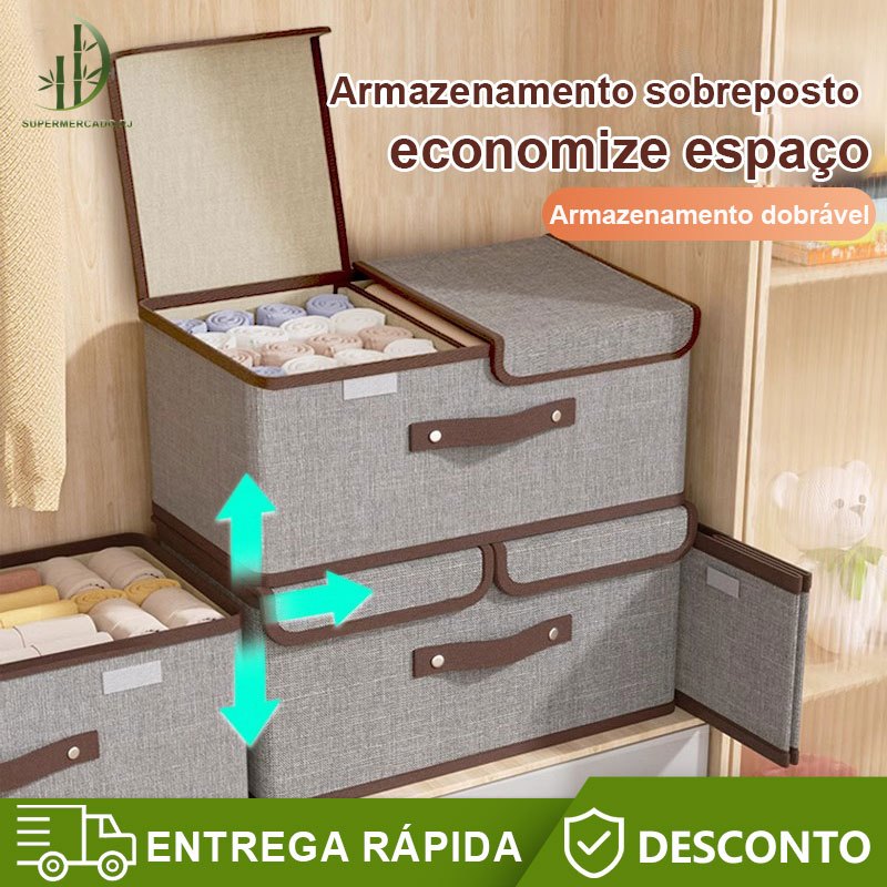 Caixa Organizador Dobrável Retrátil De Tecido TNT Roupa Objetos Brinquedos Cosmético Bom Presente