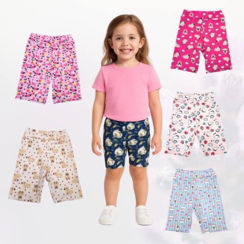 Kit 5 Shortes Infantil Menina com Estampas Sortida