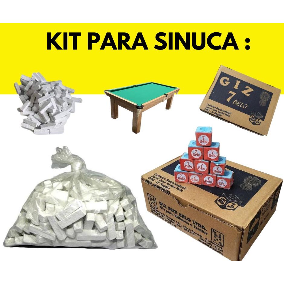 50 Giz Azul 100 Giz Branco Para Taco Bilhar Sinuca Snooker Comum Bar Kit 7 Belo