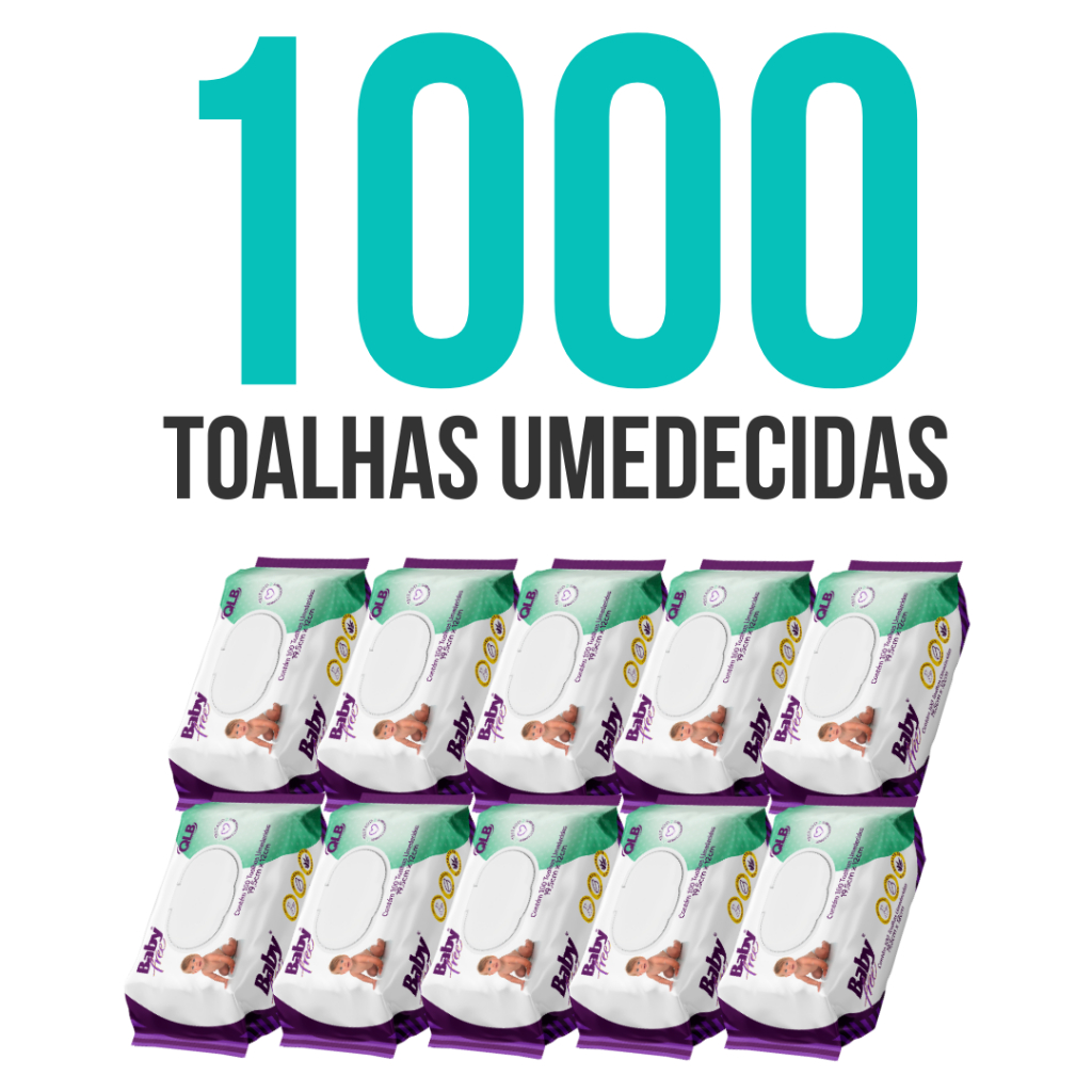 Caixa com 10 Lenços/Toalhas Umedecidas Baby Free c/ 100 Unidades Cada – Tampa FlipTop