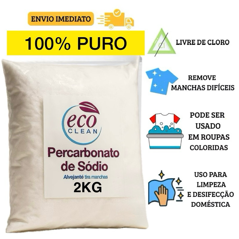 Percarbonato De Sódio 100% PURO Alvejante sem cloro Tira Manchas limpeza clareador 500g/1kg/2kg