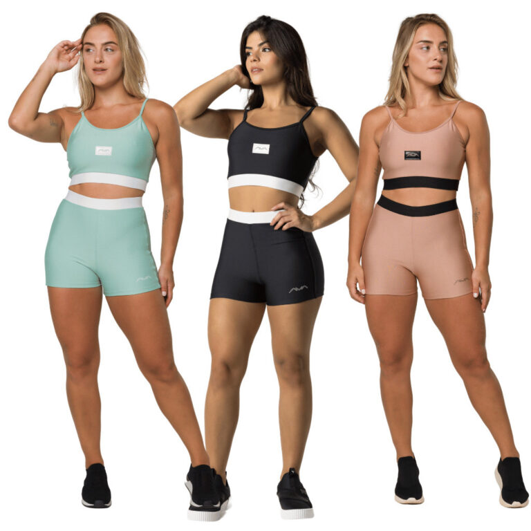 Conjunto Feminino Academia Suplex Poliamida Top e 