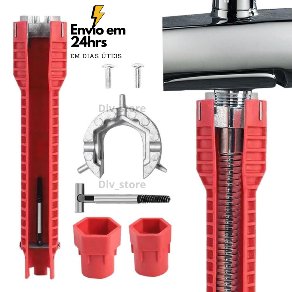 Chave Hidráulica Ferramenta Profissional P apertar cano Instalar Torneira 8em1 Chave de Encanamento