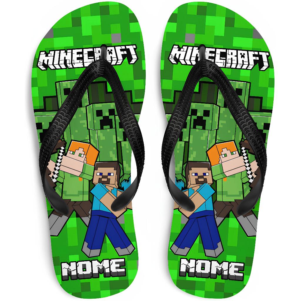 Chinelo do Minecraft COM NOME Personalizado infantil 2 modelos