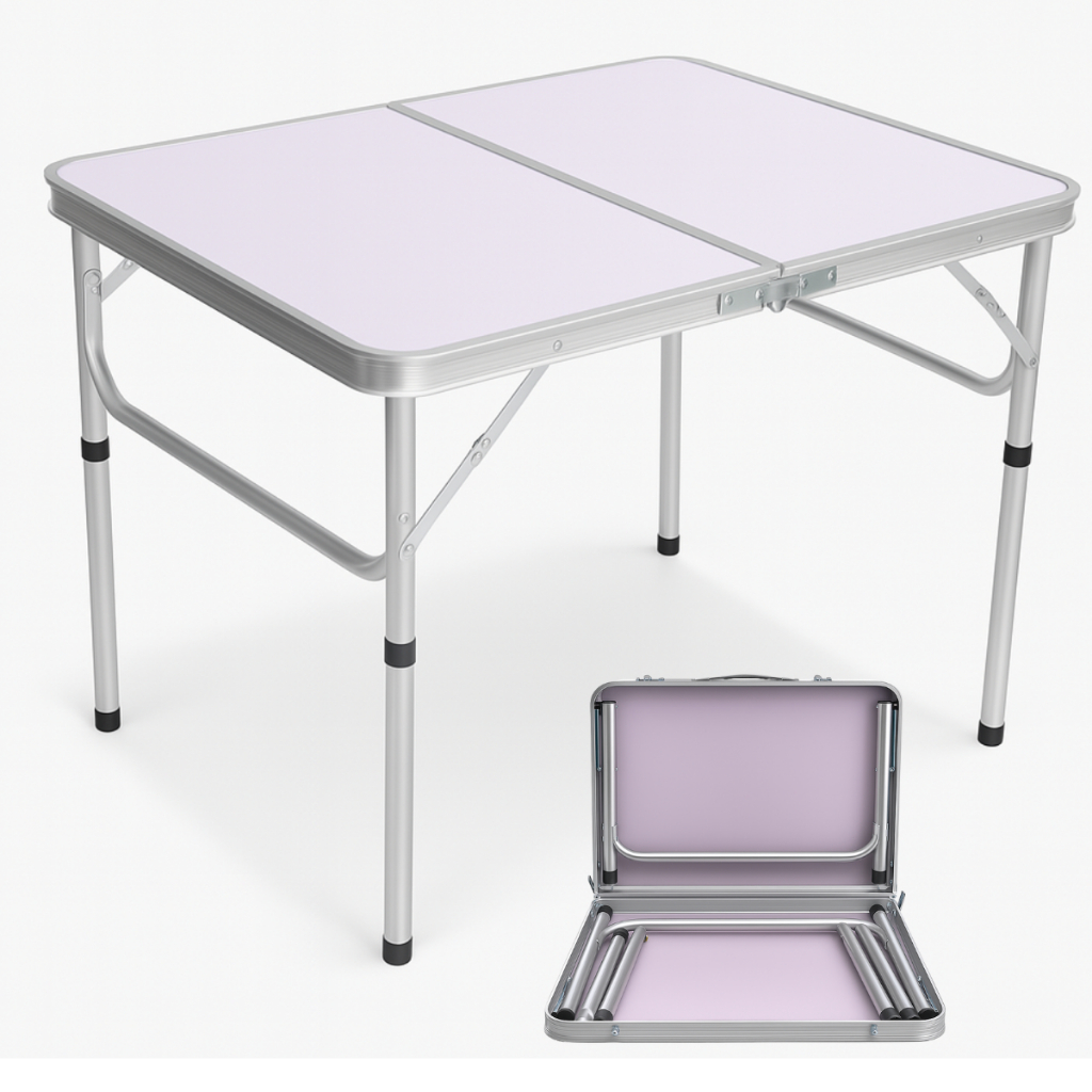 Mesa Dobrável Alumínio 90×60 ou 60×45 Camping Vira Maleta Portátil