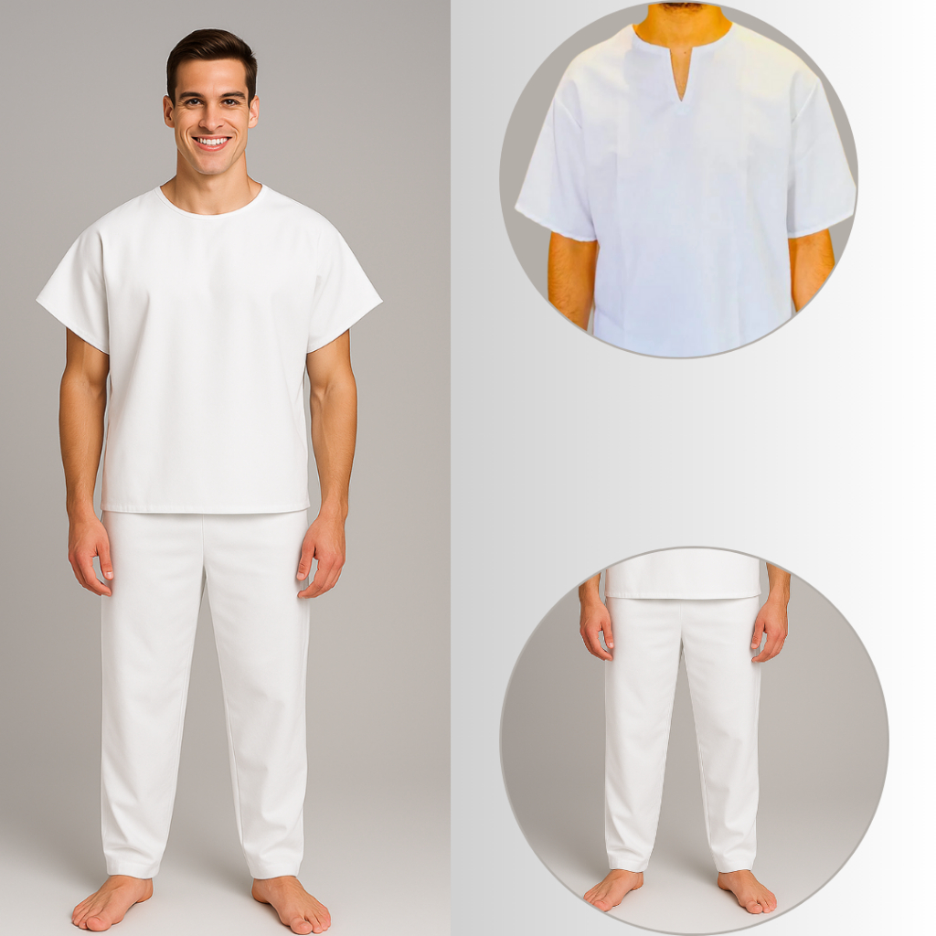 Conjunto Masculino Roupa de Ração Umbanda e Candomblé Premium Unissex Oxford 2 Peças